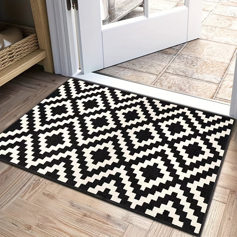 Plaid Doormat Non-Slip Stain-Resistant Entryway Rug with Velvet Backing