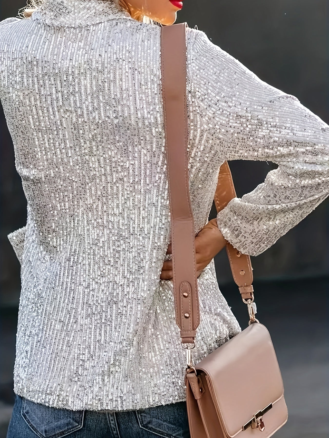 Women's Plus Size Sequin Blazer Formal Coat for Wedding Guests