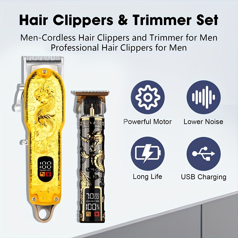 Set de cortapelos inalámbrico para hombres, profesional, potente, silencioso, recargable por USB