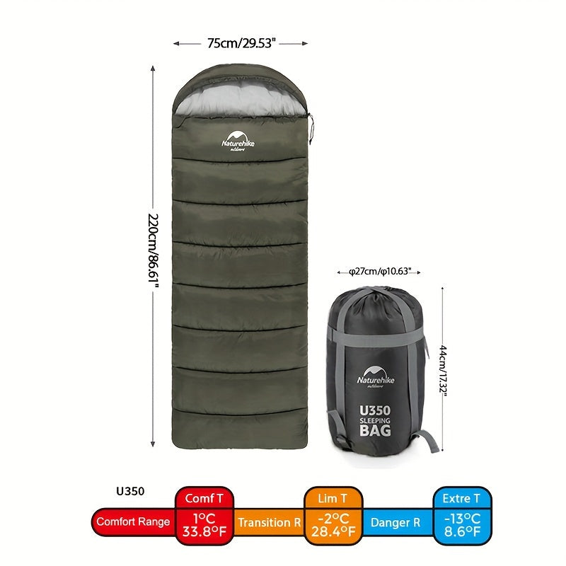 Thermal Envelope Sleeping Bag with Hood for 1 Person 20-39°F Polyester Synthetic