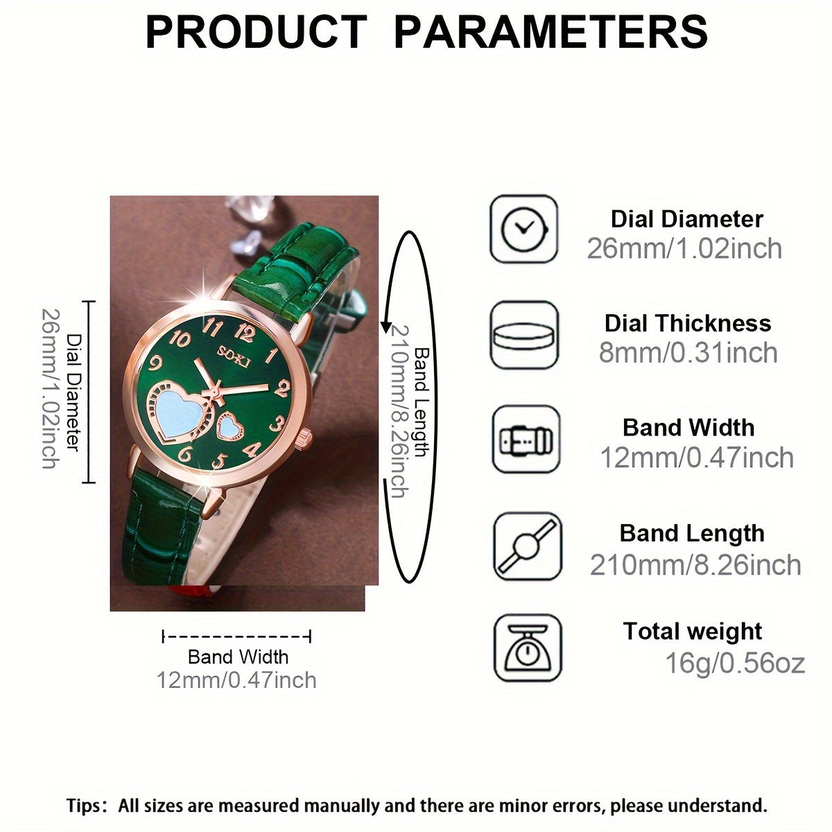 Conjunto de reloj para damas con esfera color durazno y regalo de joyería para mujeres