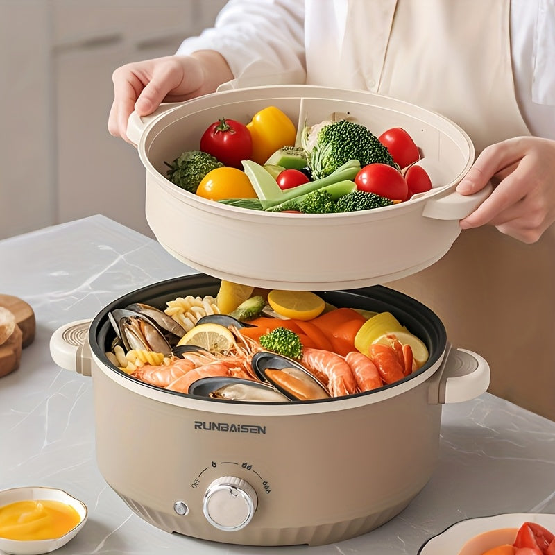 Elektr Wok va Bug'lamchi, Non-Stick Qozon, Oila yig'ilishlari va Yotoqxona uchun Ideal, Bardoshli Qurilish.