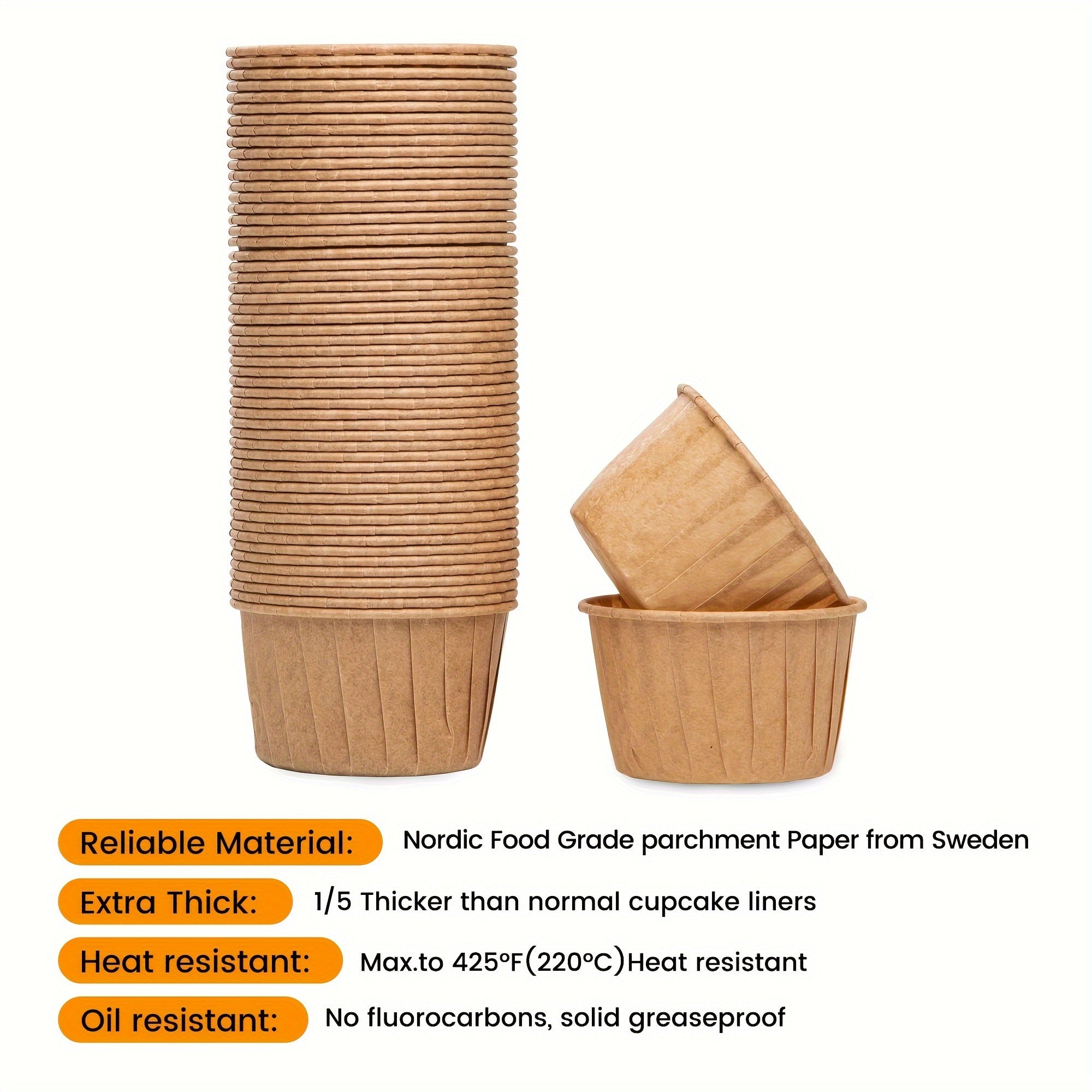 Pack of 50 Parchment Cupcake Liners 3.5oz Grease-Resistant Baking Cups for Muffins and Desserts
