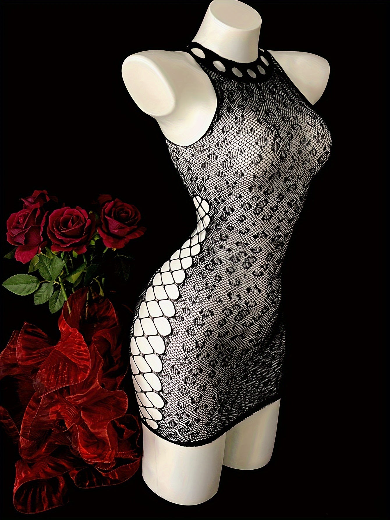 Women’s Fishnet Bodycon Dress Sheer Design for Music Festivals