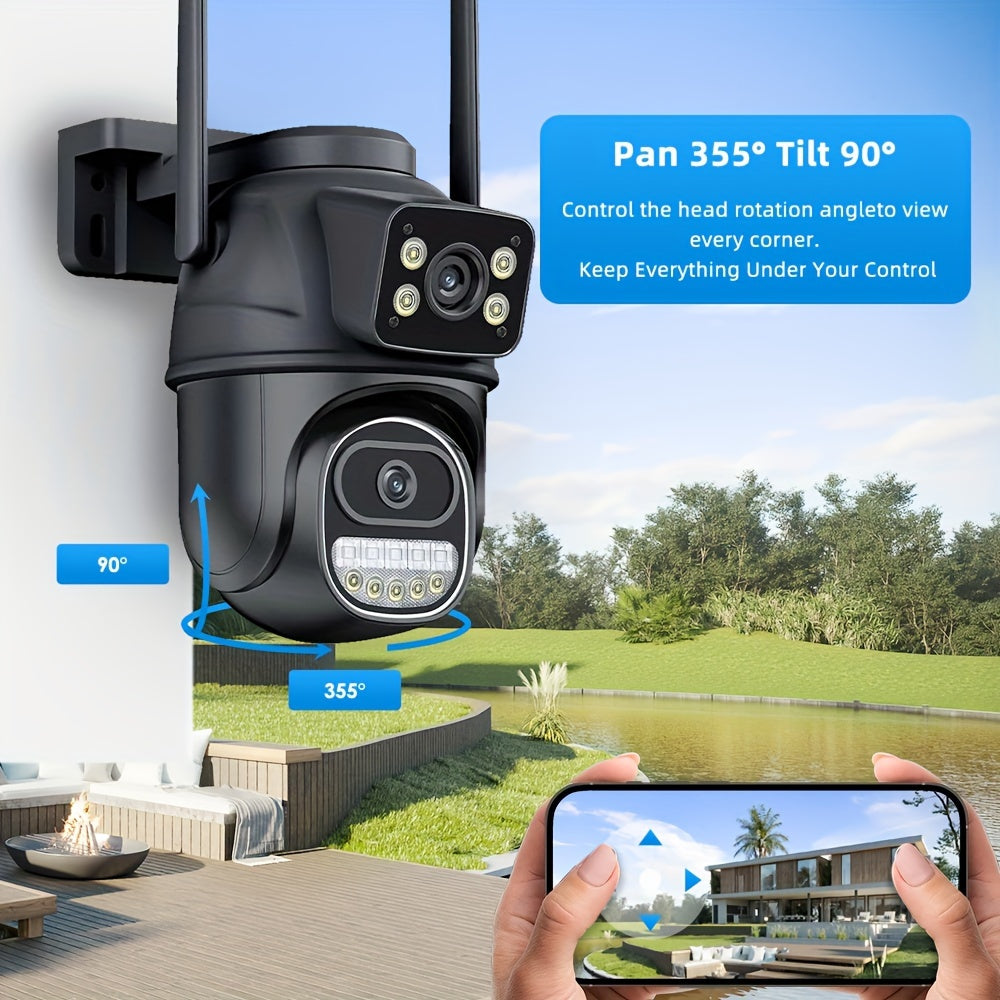 4K 8MP WiFi Security Camera with Human Detection Auto Tracking PTZ Night Vision Dual Lens Indoor Outdoor