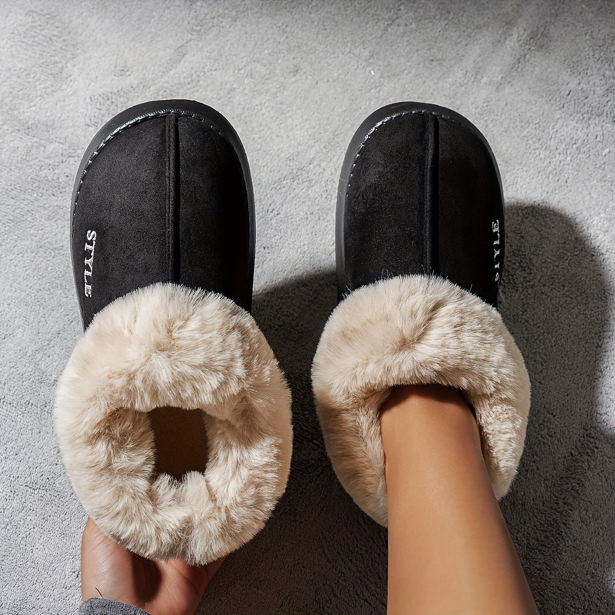 Women's Winter Velvet Fluffy Warm Indoor Non-slip Slippers