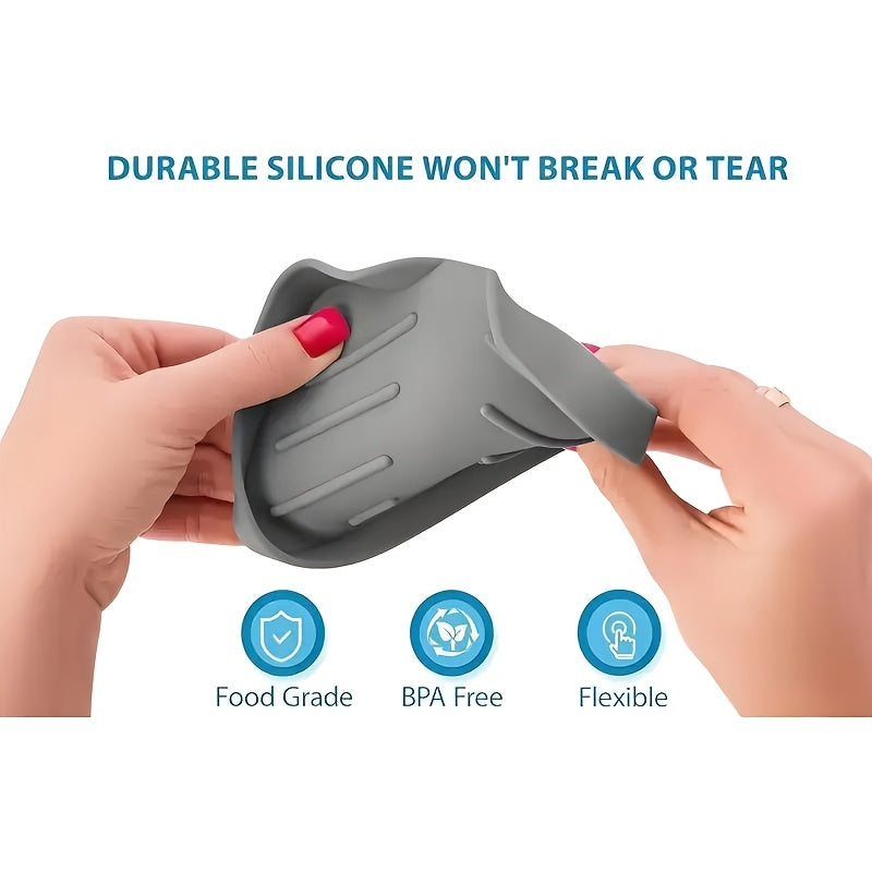 Gray Silicone Sink Organizer Tray with Drainage for Kitchen and Bathroom