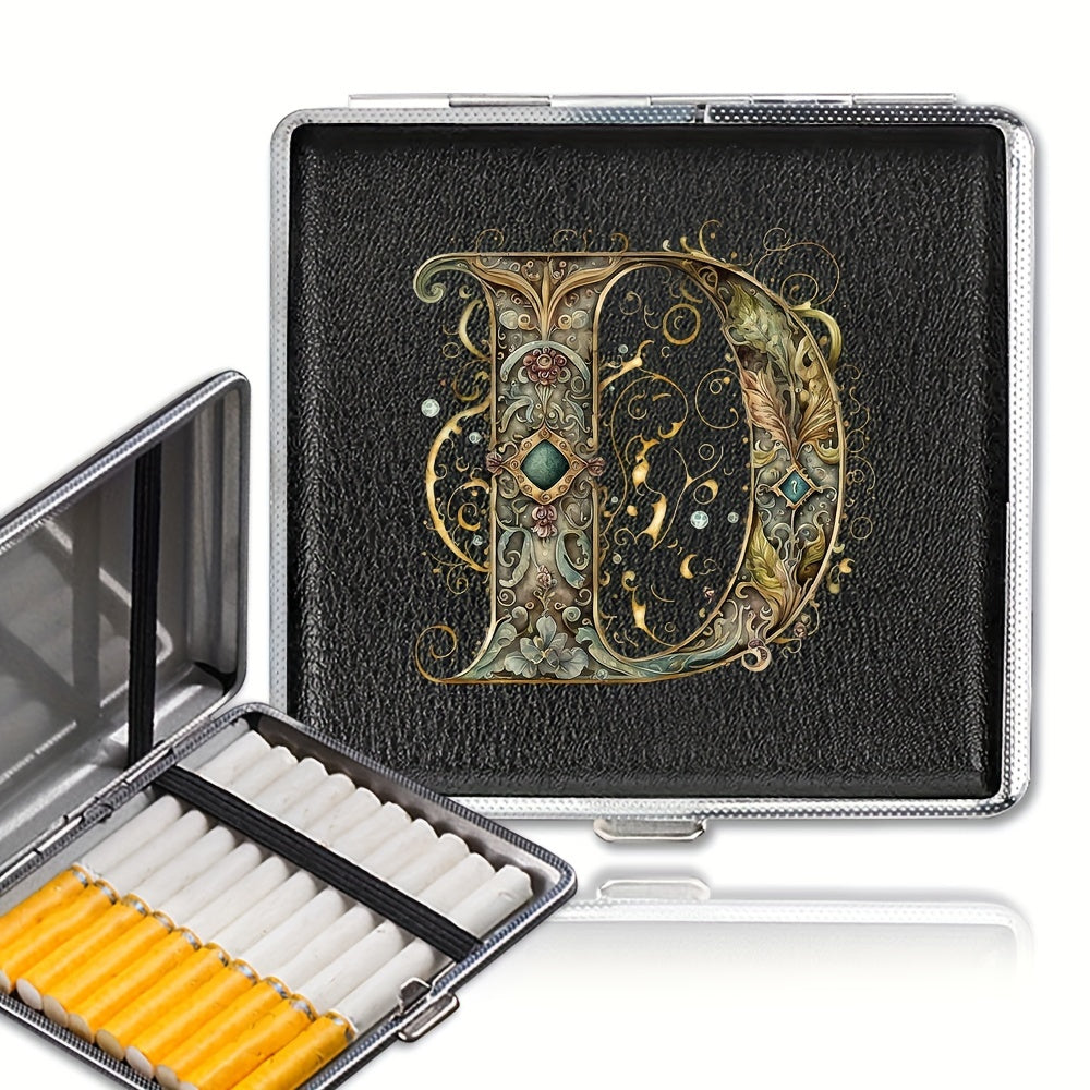 Unisex zanglamaydigan po'latdan yasalgan sigareta qutisi, 20 ta sigareta uchun, gul naqsh bilan