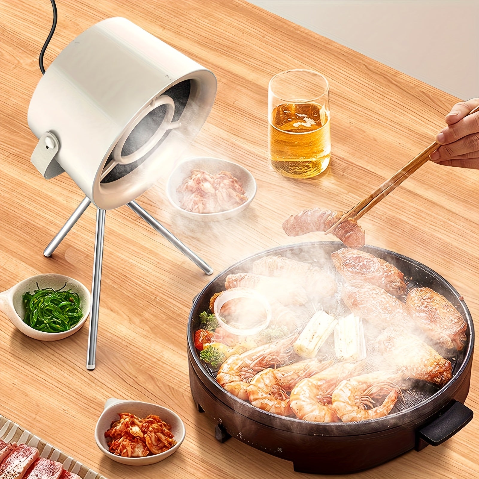 Stol usti range hood, portativ issiq qozonli barbekyu tutqich, USB quvvat bilan ta'minlangan va olib tashlanadigan qopqoq bilan, ideal sovg'a.