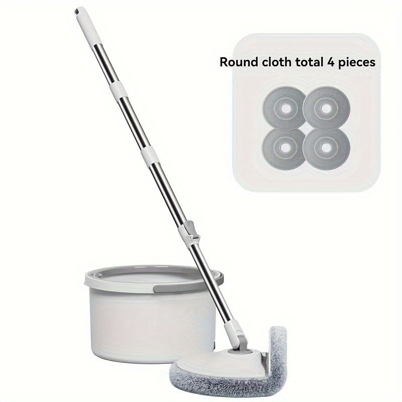 Spin Mop and Bucket Set with Microfiber Pads, Stainless Steel, Easy Cleaning