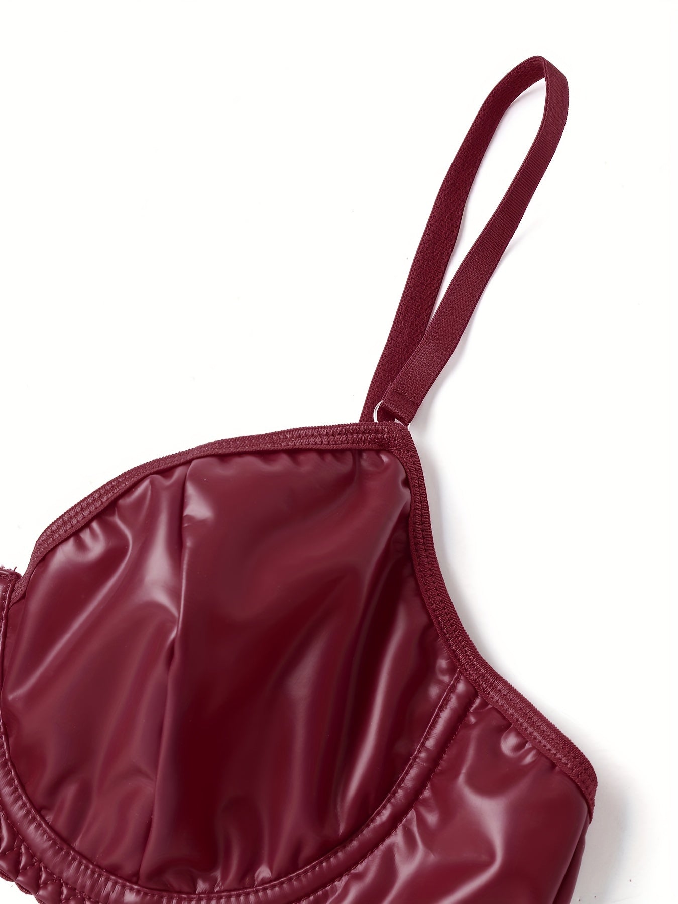 Conjunto de lencería punk para mujer con diseño de anillo y tiras, sujetador halter de escote profundo, cinturilla con liga y tanga