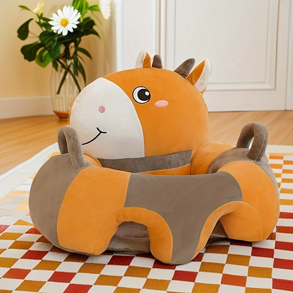 Kids' Animal-Shaped Learning Chair Plush Floor Seat for Posture and Hip Growth Ages 4 Months to 14 Years Orange Grey Pink Blue