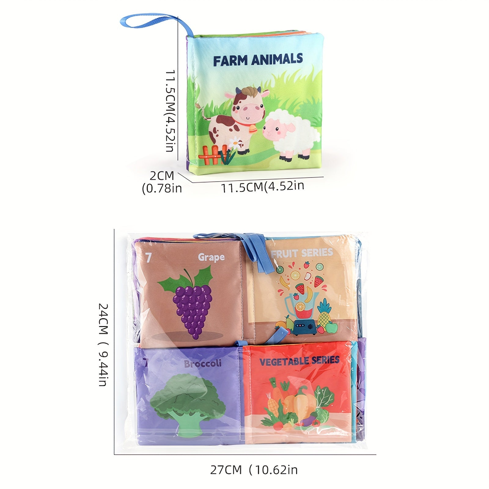 Set of 8 Baby Cloth Books for Early Education Tear-Resistant Chewable Multicolor