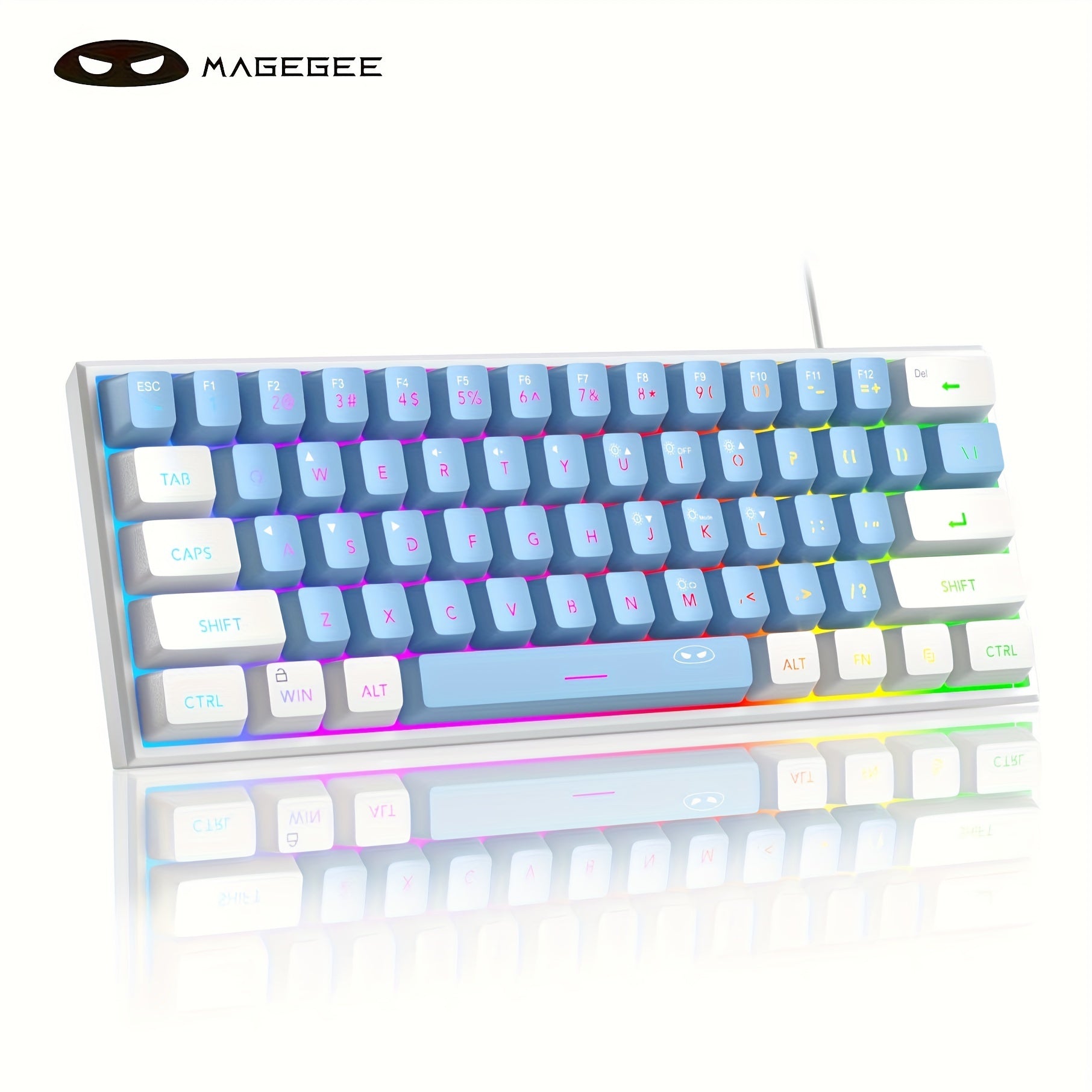 Compact 60% RGB Backlit Gaming Keyboard Violet with PBT Keycaps Ergonomic Design for PC MAC PS4
