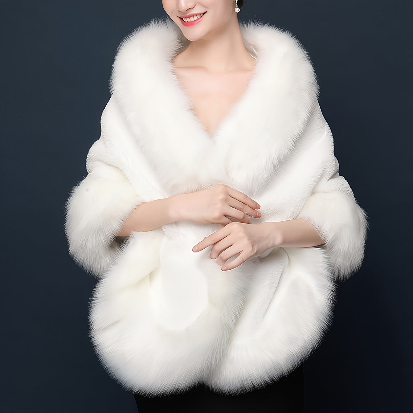 Women's Faux Fur Shawl Baroque Style Winter Wedding Wrap Windproof Warm Accessory