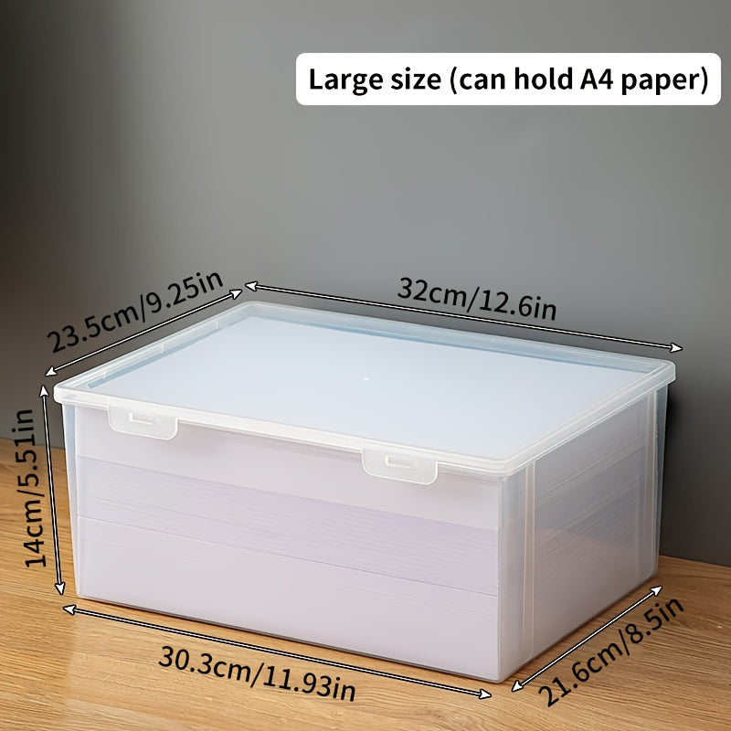 A4 Paper Storage Box Waterproof Plastic Flip Top Office Dorm Home Organization