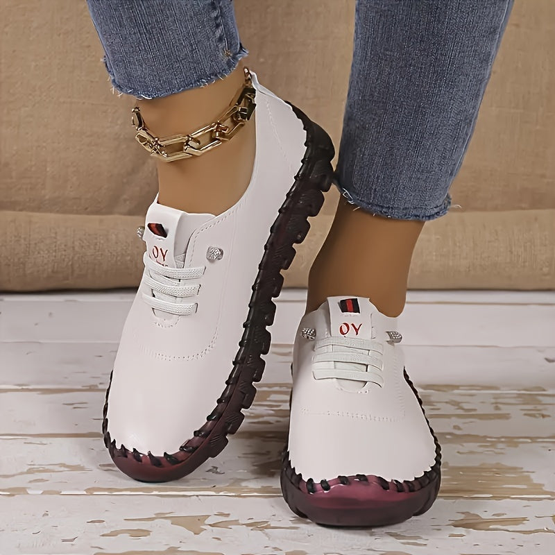Women's Casual Sneakers Solid Color Slip-On Walking Shoes
