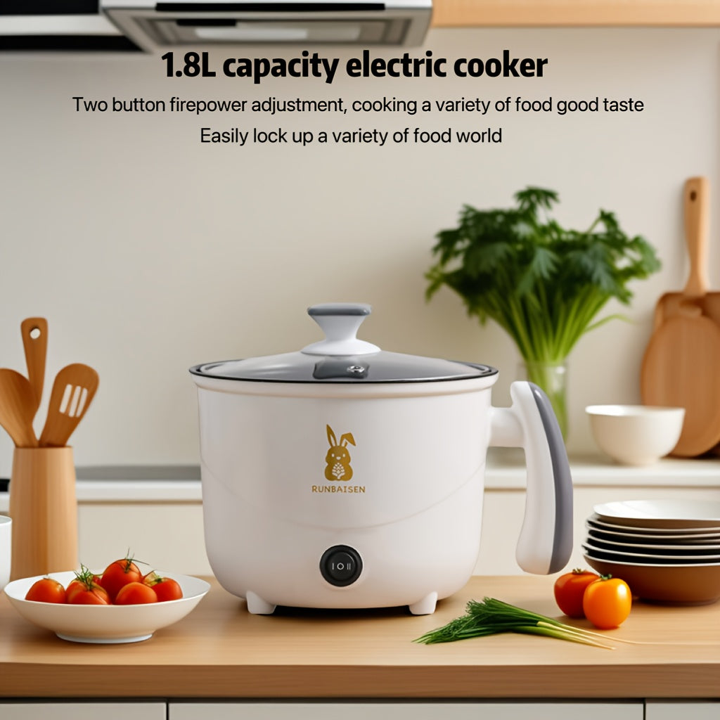 Compact 1.8L Electric Cooker with Dual Fire Power Adjustment for Pasta Noodles Steaks
