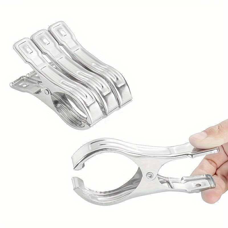 Juego de pinzas de ropa a prueba de viento de acero inoxidable, 10 piezas, clips de lavandería grandes y resistentes