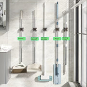 8 ta Shaffof Mop va Mopsiz Tutqichlar To'plami - Teshik ochmasdan, Devorga o'rnatiladigan Saqlash Yechimi Uy Tozalash Zaruratlari Uchun