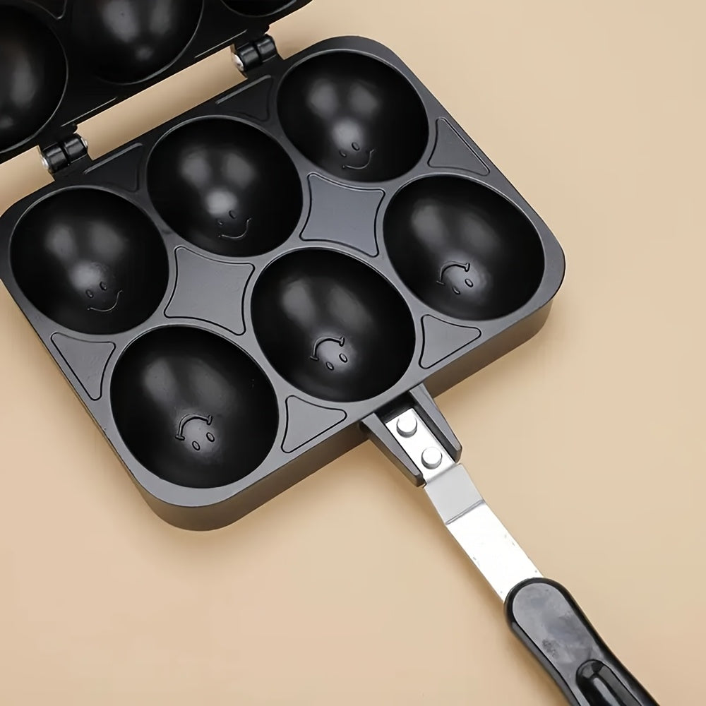 6-uyali yopishqoqsiz tuxum vafli tayyorlagich, chirishga qarshi alyuminiy qotishma tava, uzoq tutqich