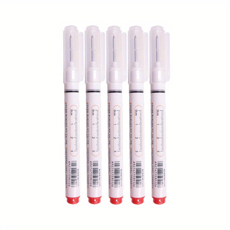 5 dona uzun bosh belgilovchi markerlar - yog'och, metall, plastmassa uchun ko'p rangli mürekkep