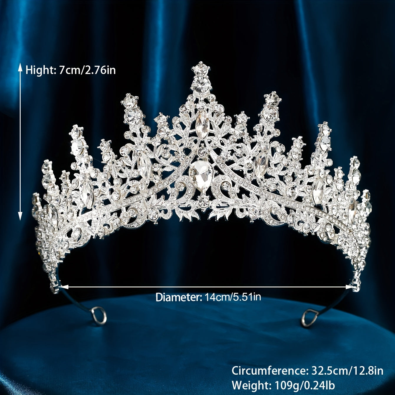 Silver Alloy Rhinestone Tiara for Weddings and Parties Elegant Hair Crown Jewelry