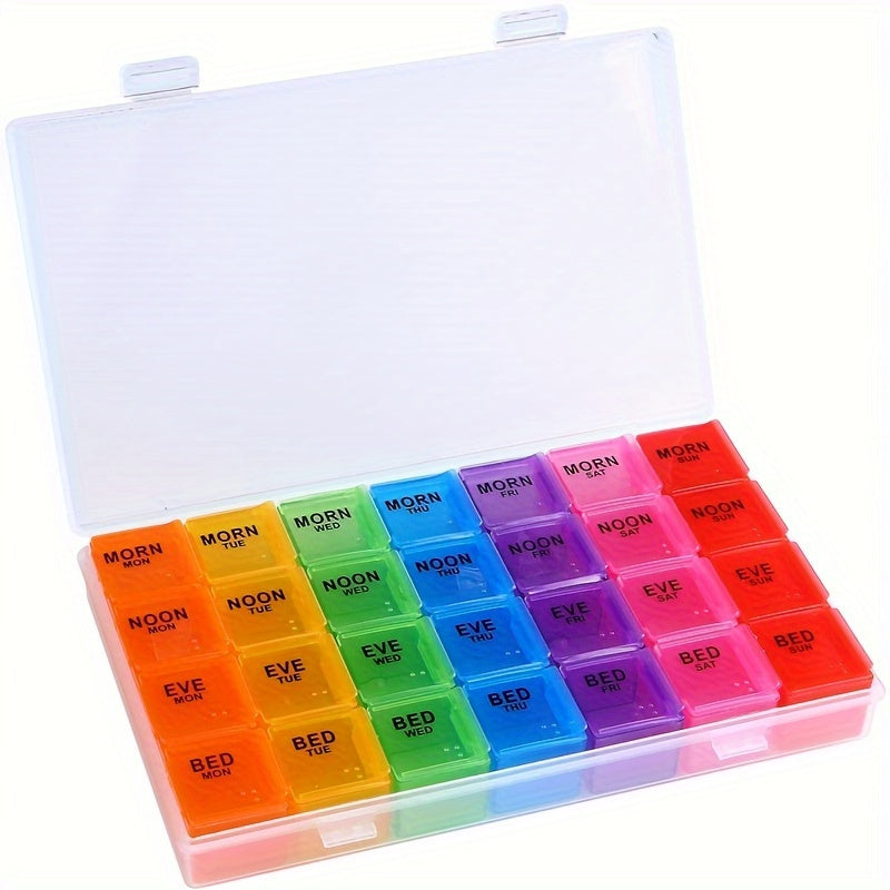 Weekly Pill Organizer Case 7 Day Large Travel Medicine Box with 28 Compartments