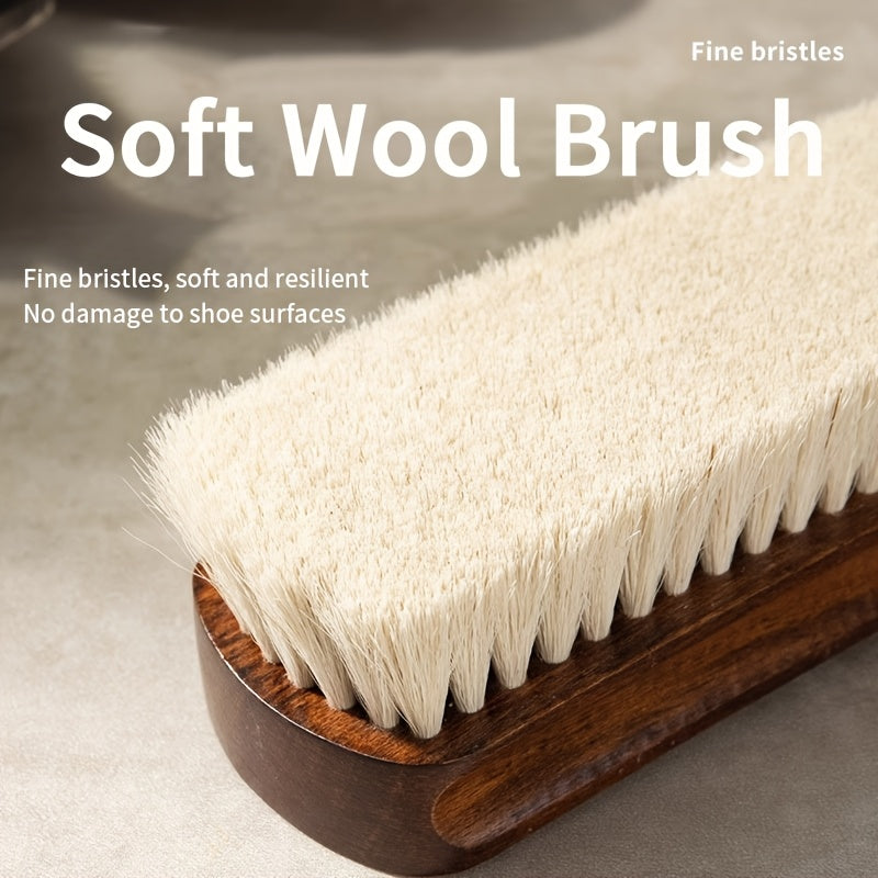 Unisex Wooden Shoe Brush Soft Bristles Leather Care Cleaner