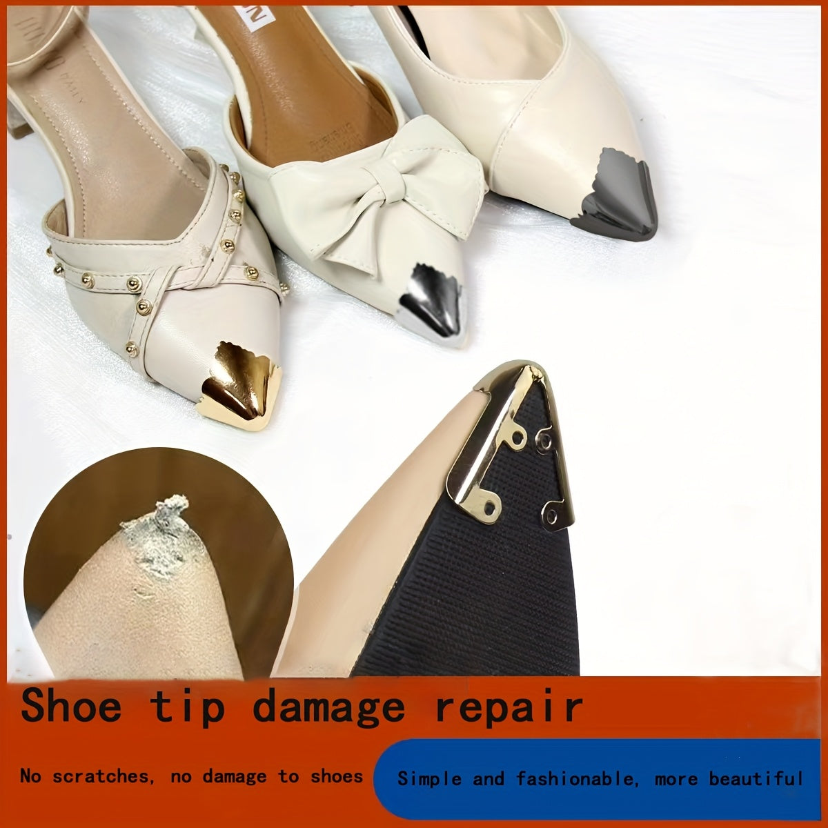 Metal High Heel Toe Protectors Durable Pointed Cap Covers Shoe Repair Black White Red