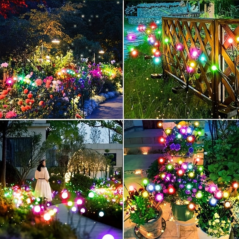 Solar Garden Lights 12 LED Solar Firefly Outdoor Decorative Waterproof Pathway Lawn Yard Patio Warm Multicolor