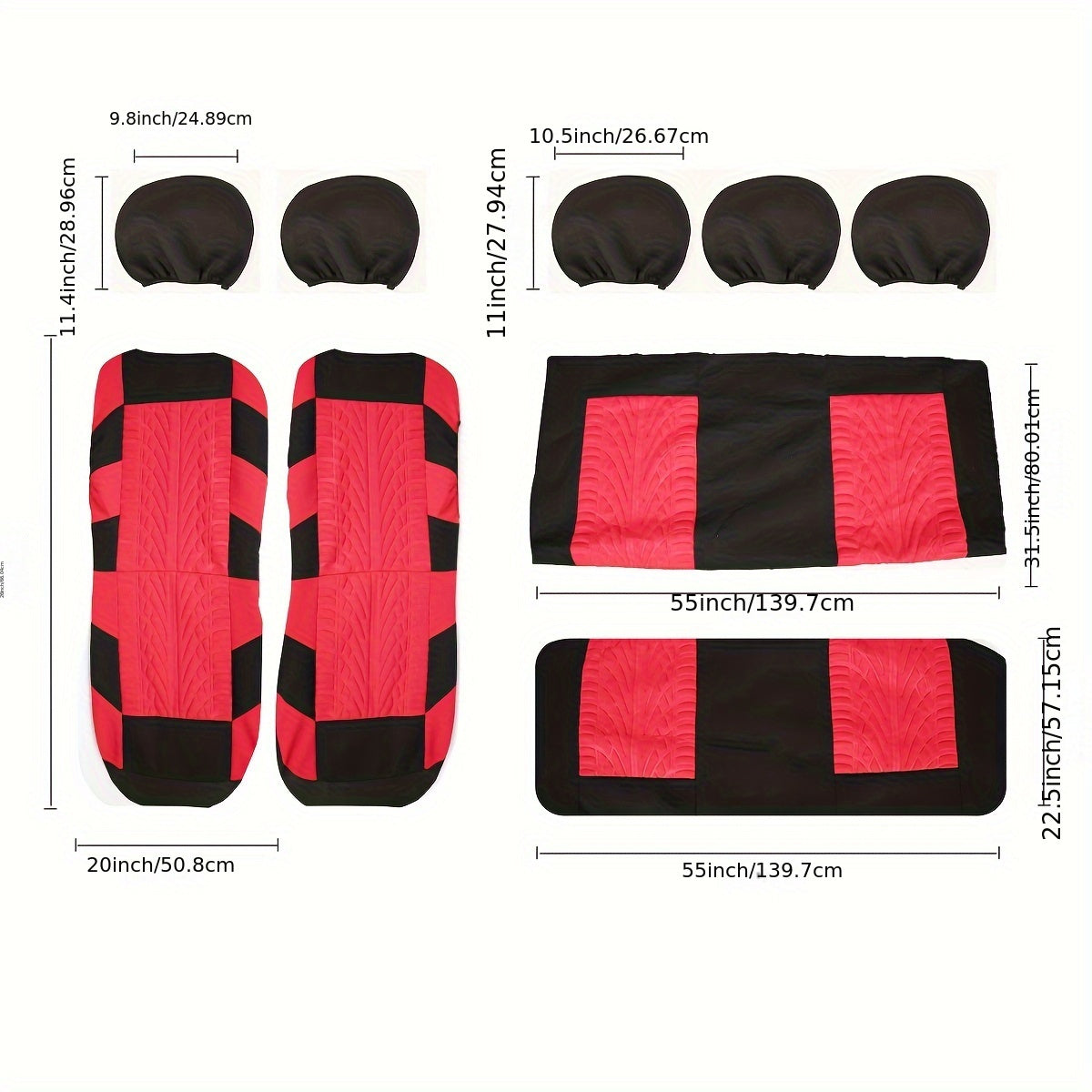 Sport Style Car Seat Cover Universal Fit for 5 Seats SUVs Pickup Trucks Breathable Polyester