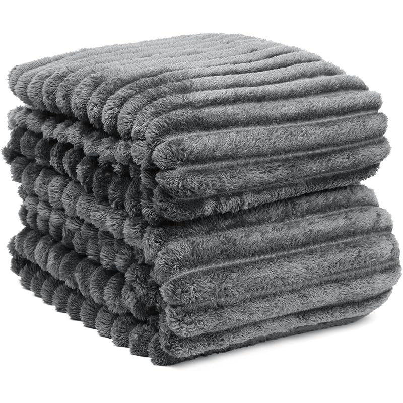 Cozy Flannel Throw Blanket for Couch Bed or Lounge Hypoallergenic Stylish Striped