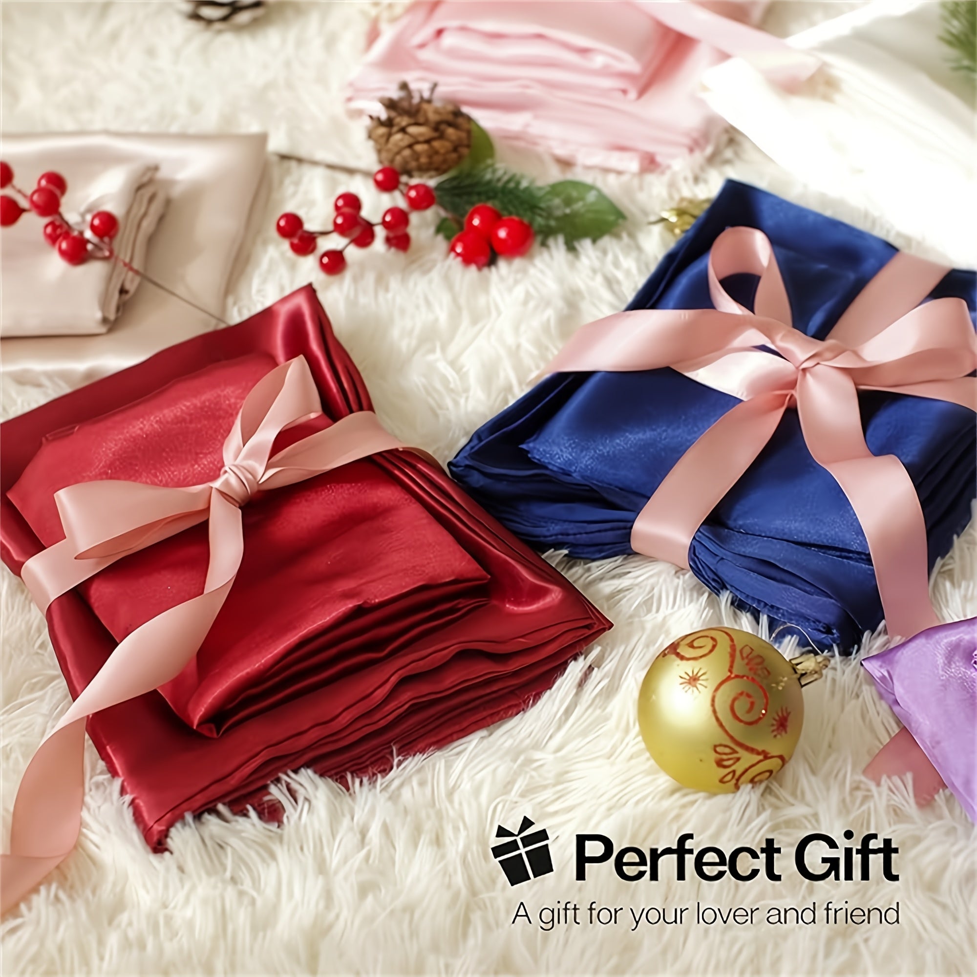 Set of 2 Satin Pillowcases for Luxurious Bedding in Soft Colors