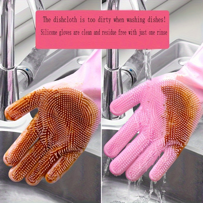 Waterproof Silicone Gloves for Kitchen Dishwashing and Pet Bathing High Temp Resistant
