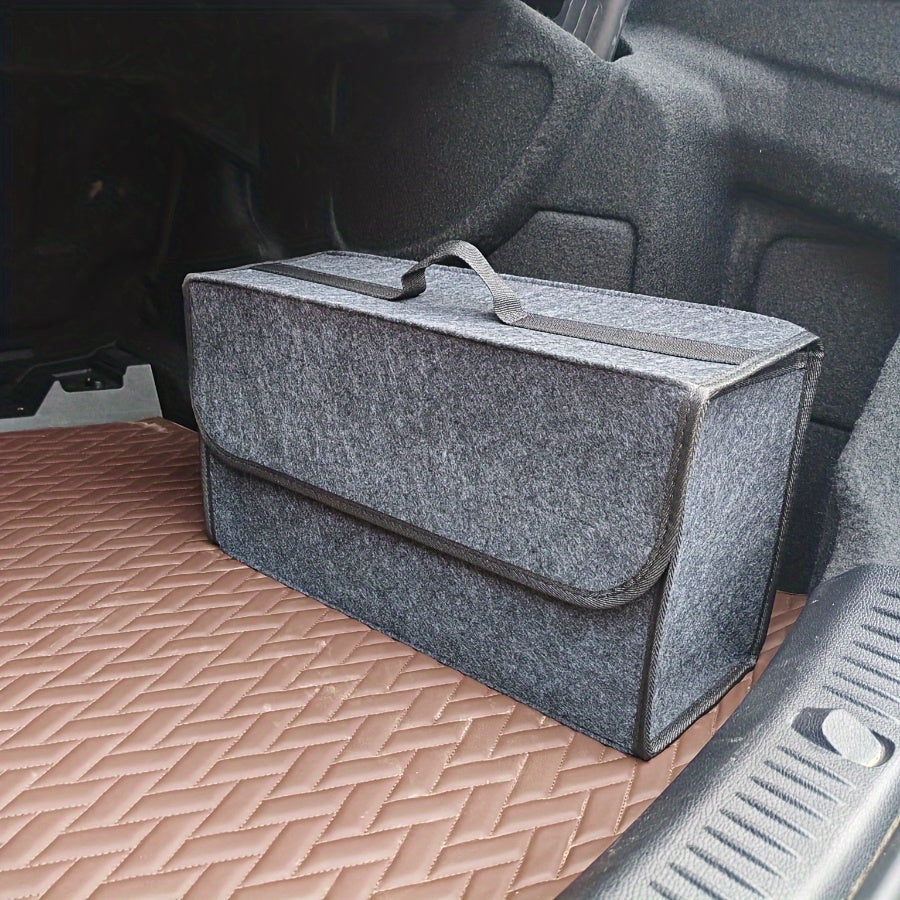 Caja de almacenamiento para coche, organizador portátil y plegable de fieltro para maletero, ideal para el interior del coche