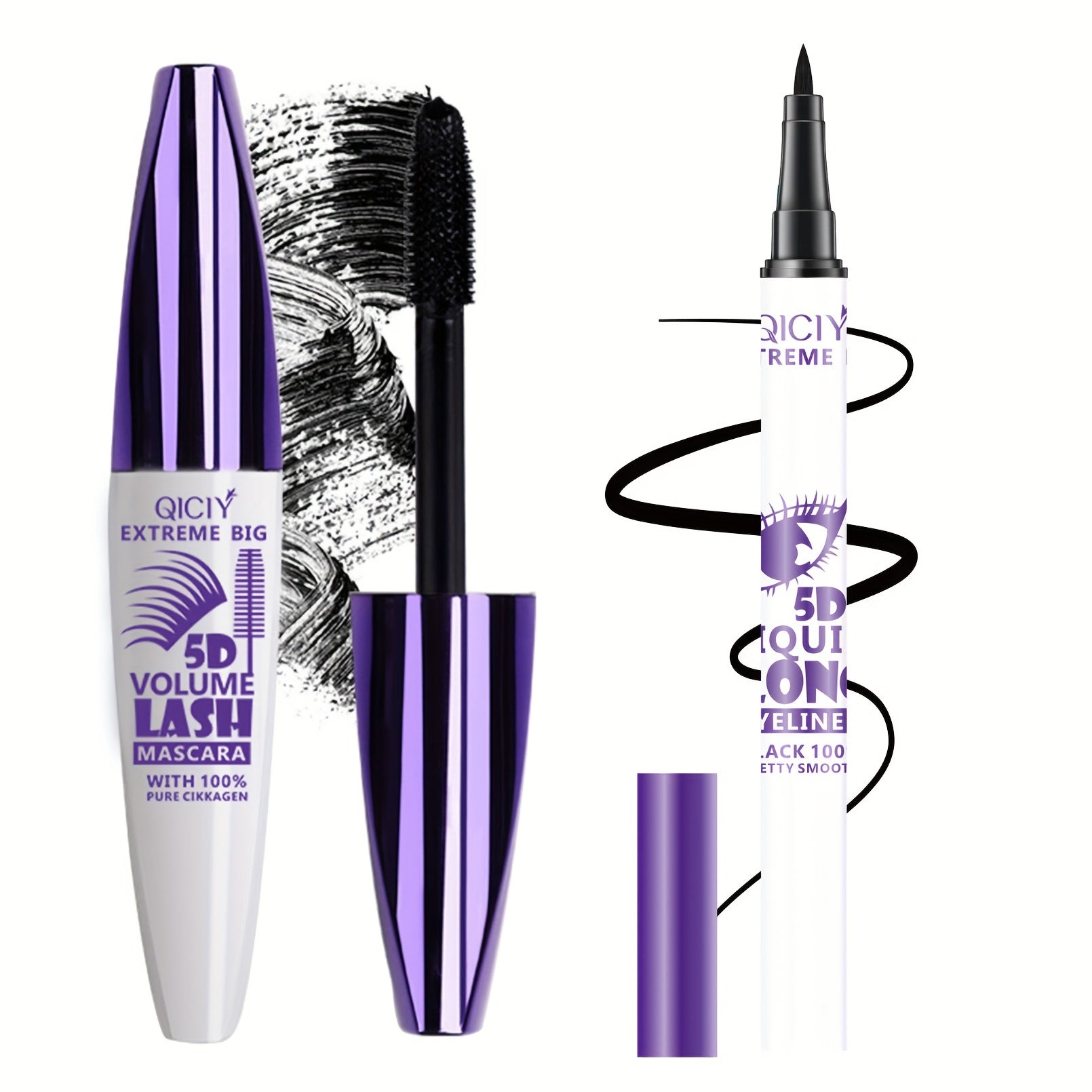 Women Waterproof Eyelash Enhancing Mascara and Liquid Eyeliner Set
