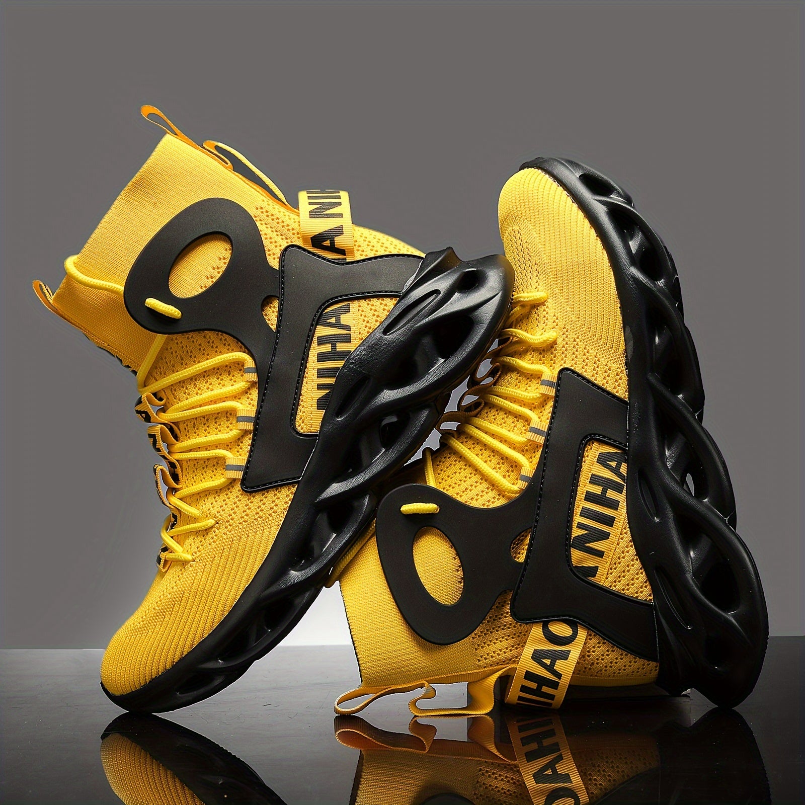 Men's Knitted High-Top Sneakers for Running Tennis and Gym Spring Summer