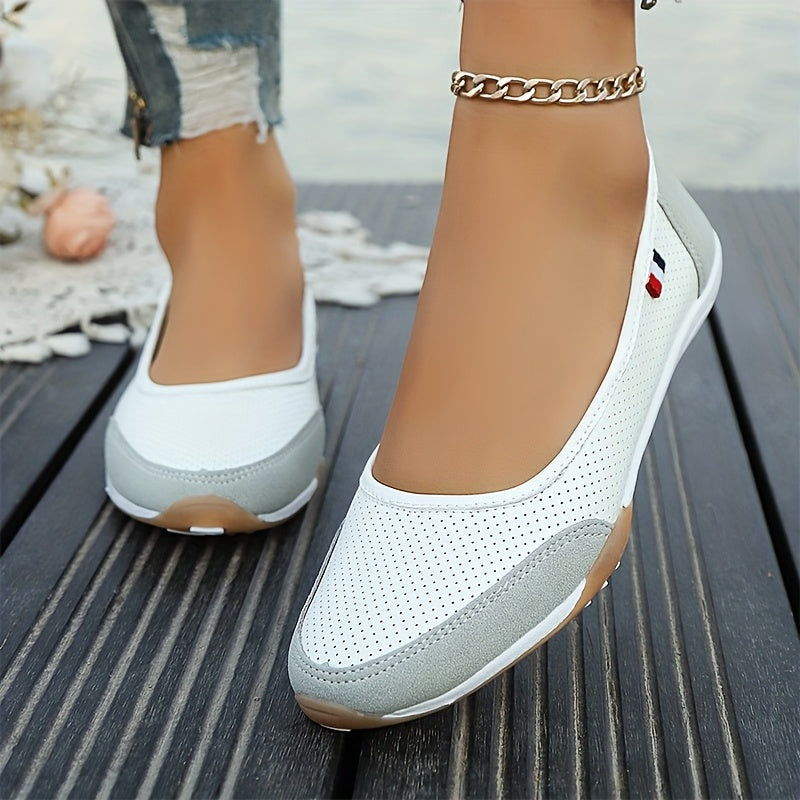 Women's Lightweight Breathable Slip-On Sneakers Black Gray Non-Slip Rubber Sole