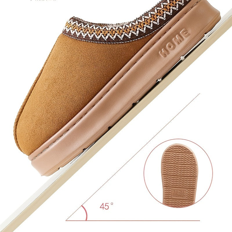 Unisex Plush Fleece-Lined Cozy Winter Slippers Non-Slip Indoor Outdoor