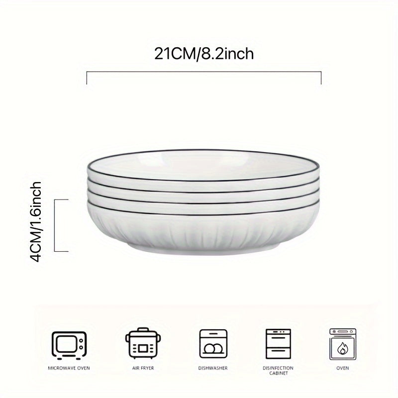 4-Piece Ceramic Serving Bowls Set for Salad Dessert Kitchen Home Restaurant