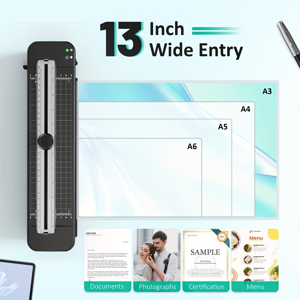 A3 Laminator with Cold and Thermal Options, Includes 50 Pouches, Built-in Slicer and Corner Rounder