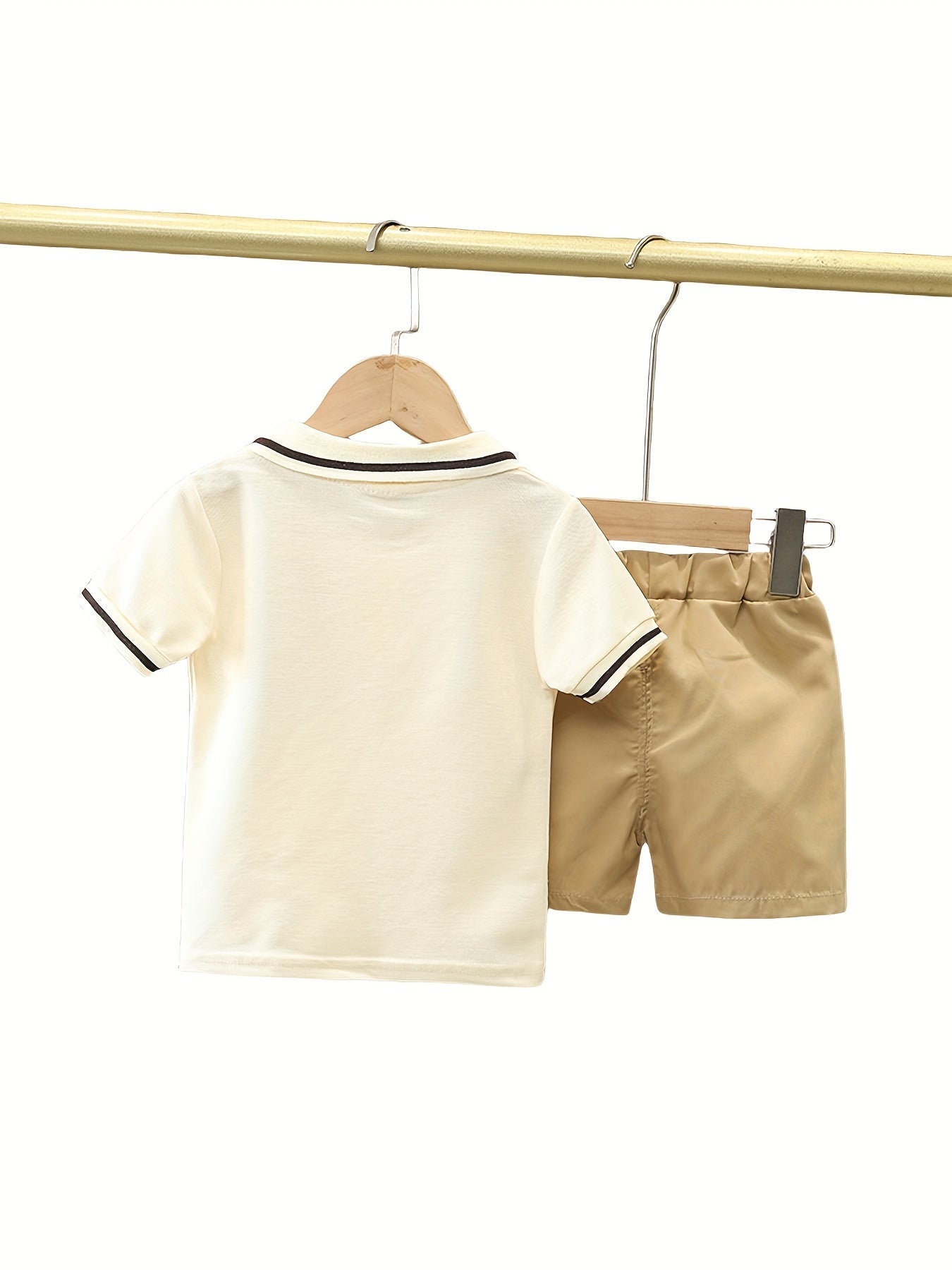 Boy's Casual 2-Piece Set Short Sleeve Golf Shirt and Elastic Waist Shorts Spring Summer