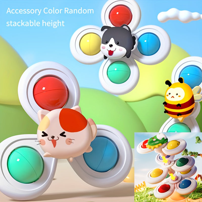 3 ta bolalar uchun aylanadigan o'yinchoqlar to'plami, boshlang'ich ta'lim uchun, plastmassa, ko'p rangli