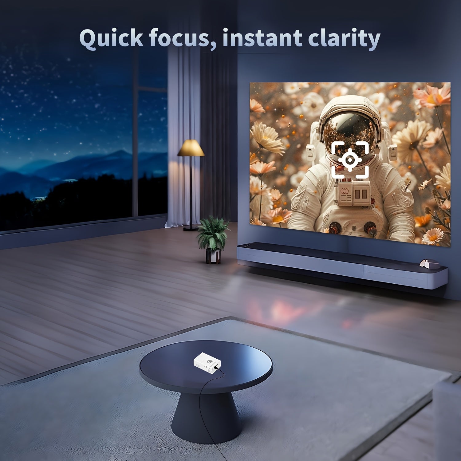 Портативный мини LED-проектор с фокусным пультом, совместим с смартфонами