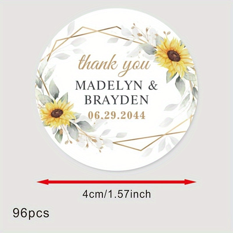 Personalized Bridal Shower Labels Custom Thank You Stickers Name and Date Recyclable Matte Finish