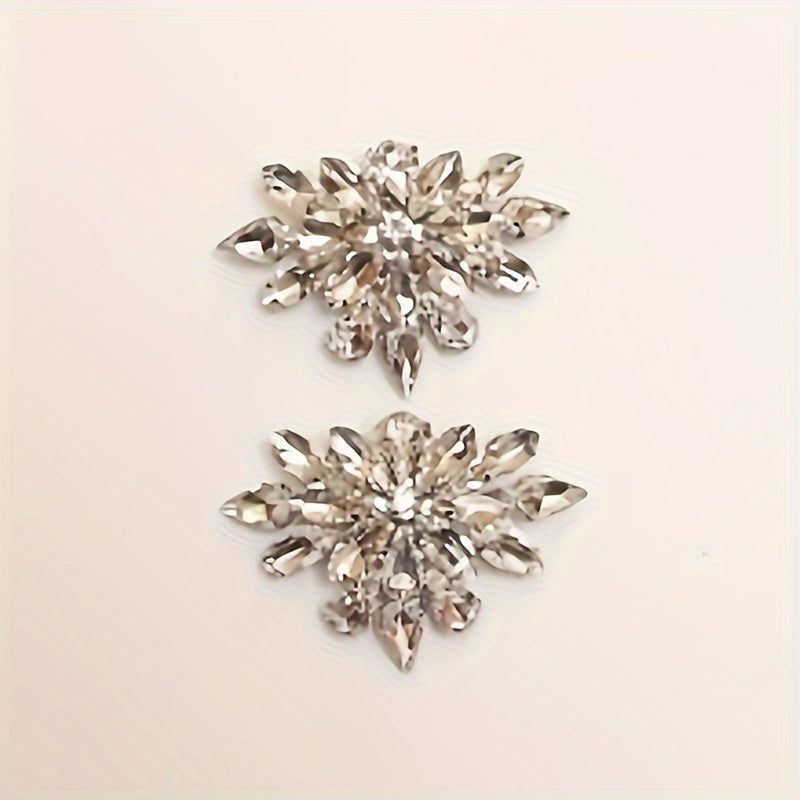 Women Rhinestone Flower Shoe Clips Set of 2 Removable Accessories