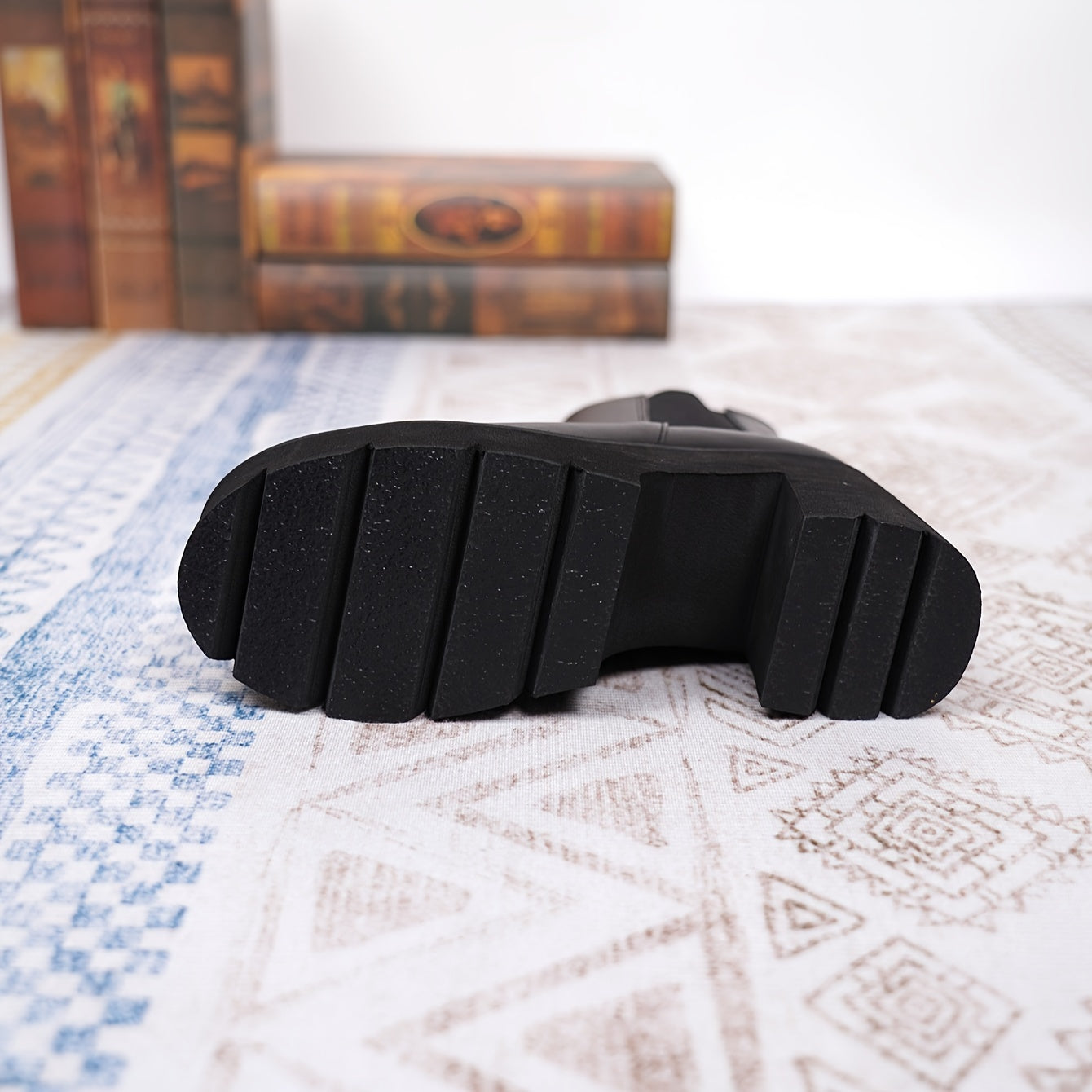 Women's Faux Leather Platform Wedge Ankle Boots Solid Color Round Toe