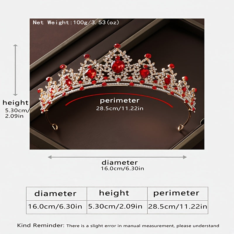 Ladies' Elegant Party Tiara with Classic Crown Jewels for Bridal and Royal Occasions