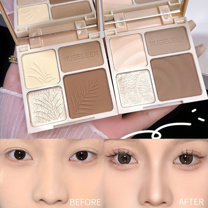 Long-Lasting Matte Highlighter and Bronzer Palette Waterproof Contour Powder for All Skin Tones